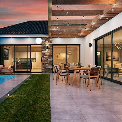 pool home with andersen aluminum multi-slide door