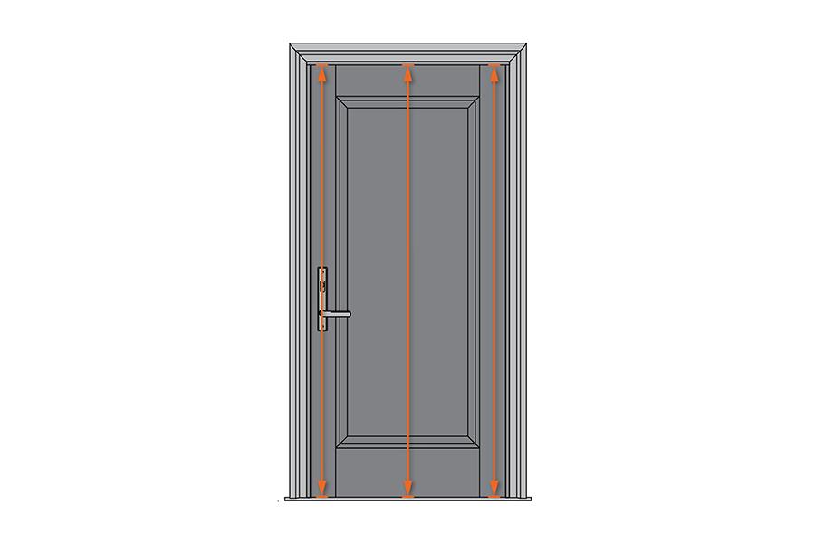 An illustration of a front door showing where to measure the panel height. 