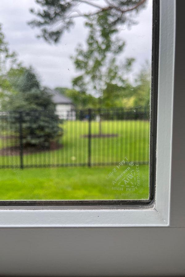 close-up of edge of andersen window