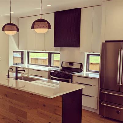 Modern Kitchen with Windows as Backsplashes