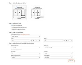 screenshot of sizing calculator for andersen multiglide doors