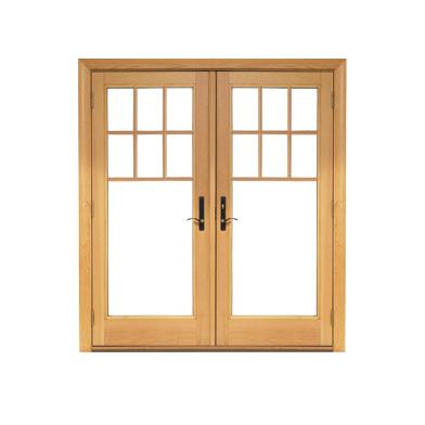 illustration of andersen wood hinged patio door with grilles