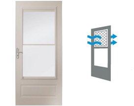 illustration of andersen white three quarter storm door showing airflow