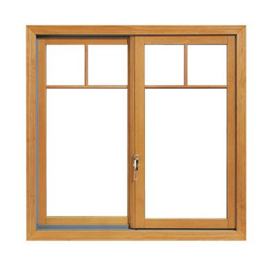 Andersen wood gliding window with short fractional grilles.